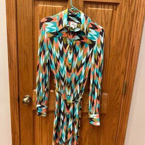 Milly Southwestern Print Shirtdress, belted, SZ M; NWT